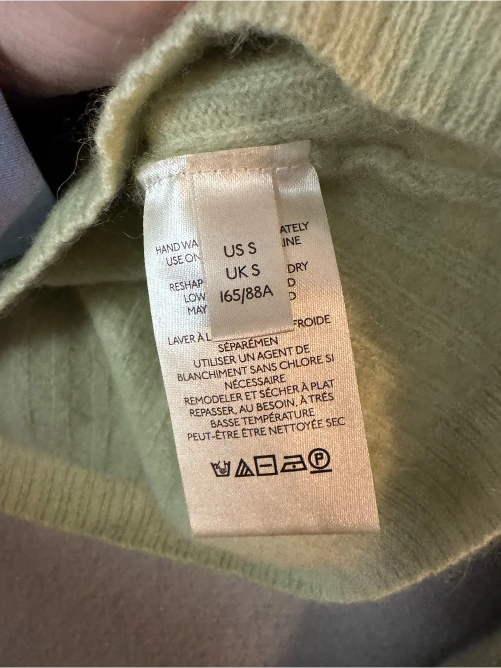 Free People 100% Cashmere Cropped Ribbed V-Neck Sweater in Mint Green Small - Picture 6 of 7